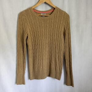 JCP Sweater Womens M Cable Knit Merino Blend Crewneck Pullover Tennis Preppy